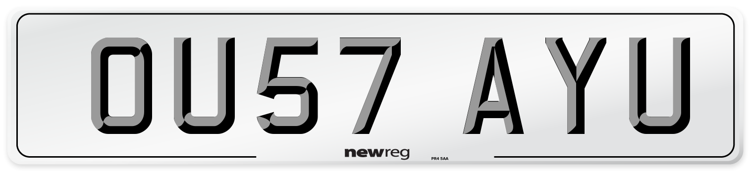 OU57 AYU Number Plate from New Reg